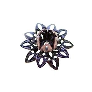 Fleur filigranée coeur en relief 15mm ép.8mm CUIVRE VIEILLI