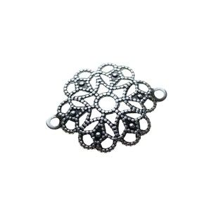 Estampe intercalaire bombée 2 anneaux 15x19mm ARGENTÉ VIEILLI x2