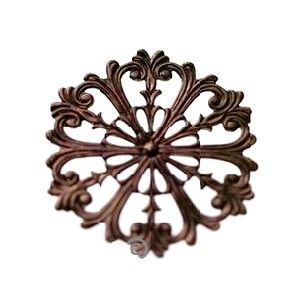Estampe fleur baroque 50x48mm CUIVRE VIEILLI