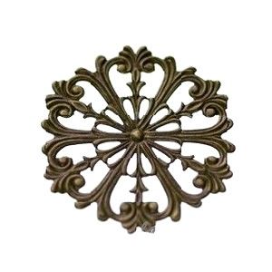 Estampe fleur baroque 50x48mm LAITON VIEILLI