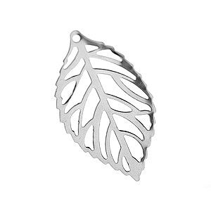 Laser cut feuille 34.5x20mm ARGENTÉ x1