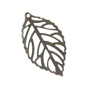 Laser cut feuille 34.5x20mm LAITON VIEILLI x1