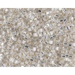 Square beads 1.8mm 01 Crystal Silver Lined, + or - 8g