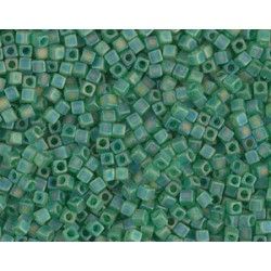 Square beads 1.8mm 146FR Matte Tr. Green AB, + or - 8g