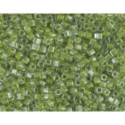 Square beads 1.8mm 245 Crystal Lime Lined, + or - 8g