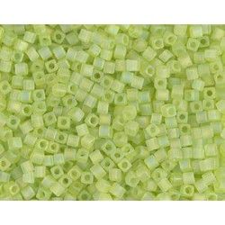 Square beads 1.8mm 143FR Transparent Chartreuse Mat AB, + or - 8g