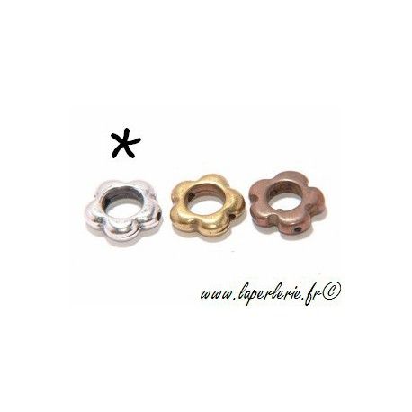 Fleur métal 14mm ARGENTÉ PATINÉ  - 1