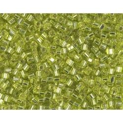 Square beads 1.8mm 14 Chartreuse Silver Lined, + or - 8g