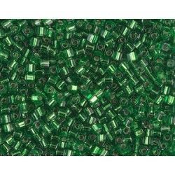 Square beads 1.8mm 16 Green Silver Lined, + or - 8g