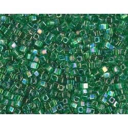 Square beads 1.8mm 179 Transparent Green AB, + or - 8g