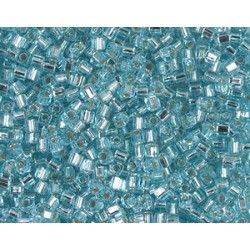 Square beads 1.8mm 18 Aqua Silver Lined, + or - 8g