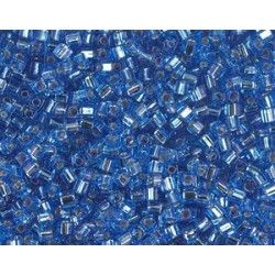 Square beads 1.8mm 19 Sapphire Silver Lined, + or - 8g