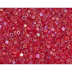 Square beads 1.8mm 254 Transparent Red AB, + or - 8g