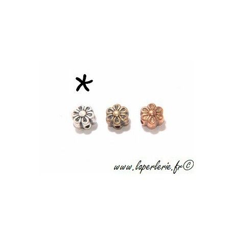 Fleur métal 8mm ARGENTÉ PATINÉ  - 1