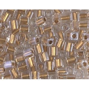 Cube Miyuki 4mm 4SB234 Crystal Gold Lined x10g