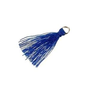 Pompon de fils avec anneau 22/25mm BLEU DUR x3