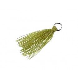 Pompon of thread with loop 22/25mm OLIVINE x3