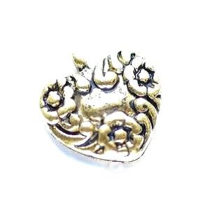 Breloque coeur relief fleur 18x17mm DORÉ PATINÉ