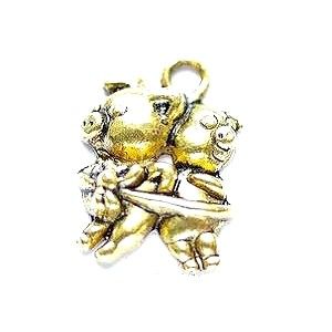 Breloque cochons 21x16mm DORÉ PATINÉ