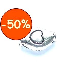 Olive aplatie gravée coeur 10X7mm métal ARGENTÉ x4