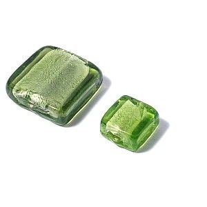 Carré feuille d'argent 20x20mm OLIVINE x2