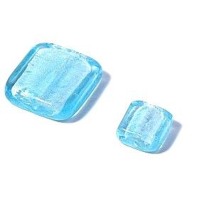 Carré feuille d'argent 20x20mm AQUAMARINE x2