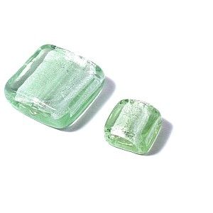 Carré feuille d'argent 20x20mm CHRYSOLITE x2