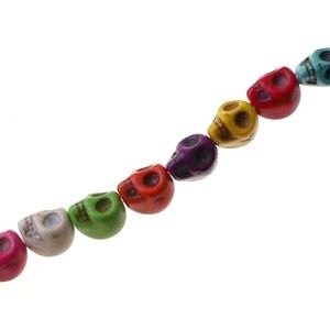 Howlite tête de mort 8 x 6.5mm Muticolore, le fil de 40cm