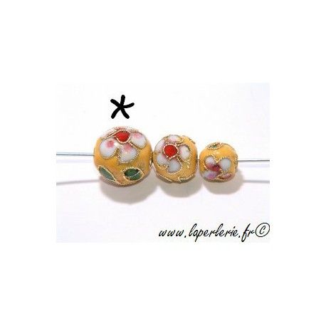 Cloisonnée chinoise ronde 12mm JAUNE  - 1