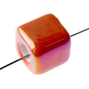 Cube 15x14mm ORANGE AB x2