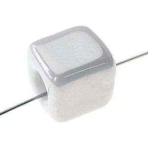 Cube 15x14mm BLANC AB x2