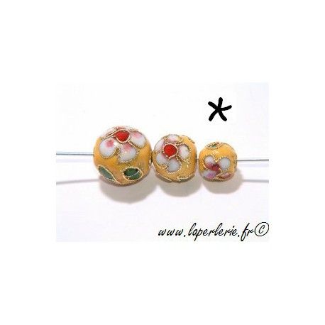 Cloisonnée chinoise ronde 8mm JAUNE  - 1