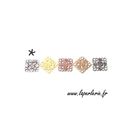 Estampe carrée 15 mm ARGENT VIEILLI  - 1
