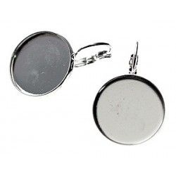 Earring for cabochon 20mm SILVER COLOR x2