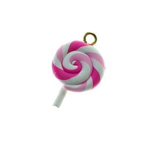 Sucette polymère 30x16mm ROSE/BLANC