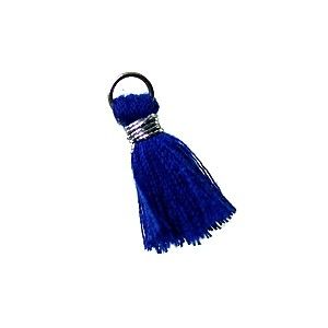 Pompon de fils avec anneau 20/22mm fil argenté METALLIC BLUE x1