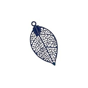 Laser cut émaillé feuille PM 28x15mm NAVY BLUE x2