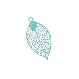 Laser cut émaillé feuille PM 28x15mm LIGHT TURQUOISE x2