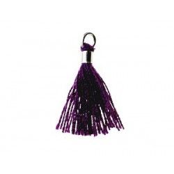 Pompon with silver tube 15/18mm PURPLE x1