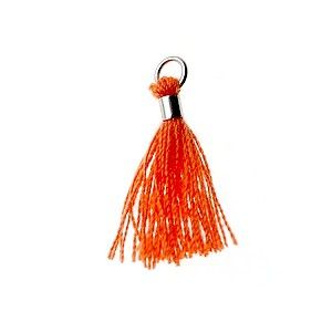 Pompon mini tube argenté 15/18mm ORANGE x1