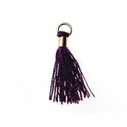 Pompon with gold tube 15/18mm PURPLE x1