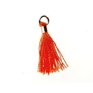 Pompon mini tube doré 15/18mm ORANGE x1