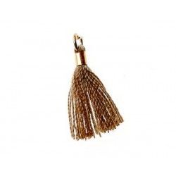 Pompon with gold tube 15/18mm COFFEE x1