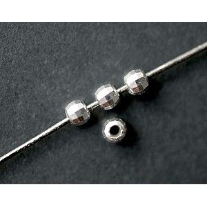 Perles rondes facettées 3mm Argent 925 x5