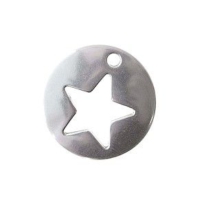 Breloque sequin étoilé épais 16mm ARGENTÉ VIEILLI x1