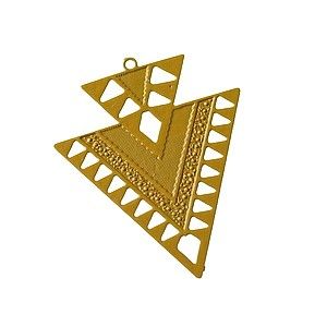 Laser cut double triangle émaillé 30x25mm MOUTARDE x1