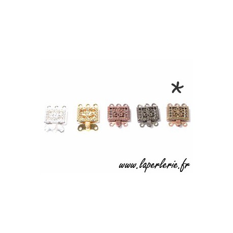 Fermoir 3 rangs LAITON VIEILLI  - 1