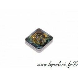 Square button 3017 12mm CRYSTAL TABAC