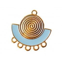 Spiral half-moon chandelier 23.5x22.5mm TURQUOISE/GOLD COLOR x1