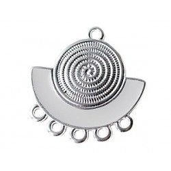 Spiral half-moon chandelier 23.5x22.5mm WHITE/SILVER COLOR x1